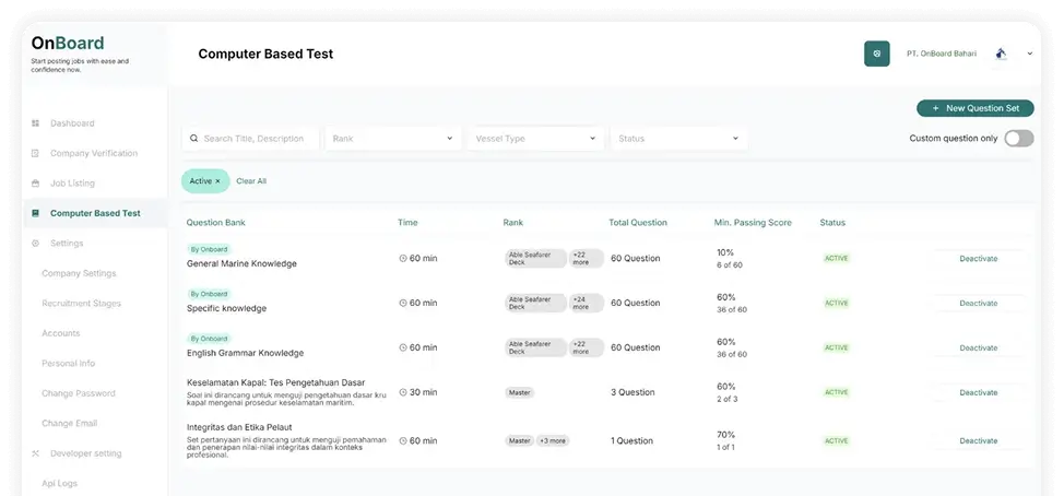 OnBoard Company Feature