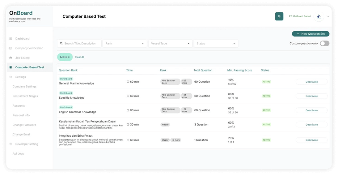 OnBoard Company Feature
